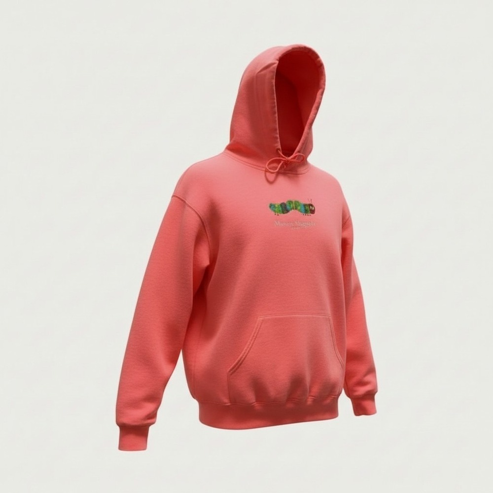 Mega Yacht Hungry Caterpillar Hoodie Mens L Coral Marg Parody Rare USA